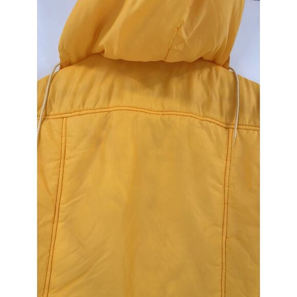 Snow Weather Vintage Puffer Coat Womens 20W Yellow Zip Hooded Nylon Insulated - Picture 11 of 16